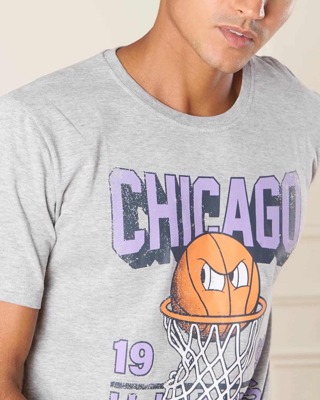Men Grey Chicago Print T-Shirt sold by Redtag product image thumbnail 4