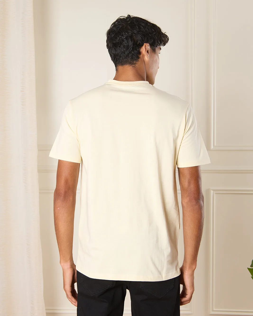 Men Beige Essential Print T-Shirt sold by Redtag product image thumbnail 3
