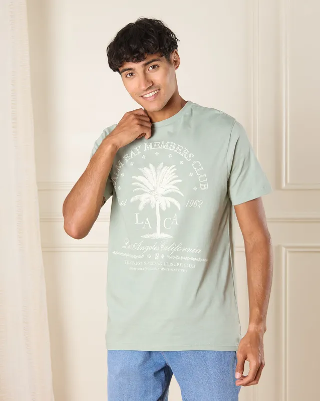 Men Grey Palm Bay  Print T-Shirt sold by Redtag