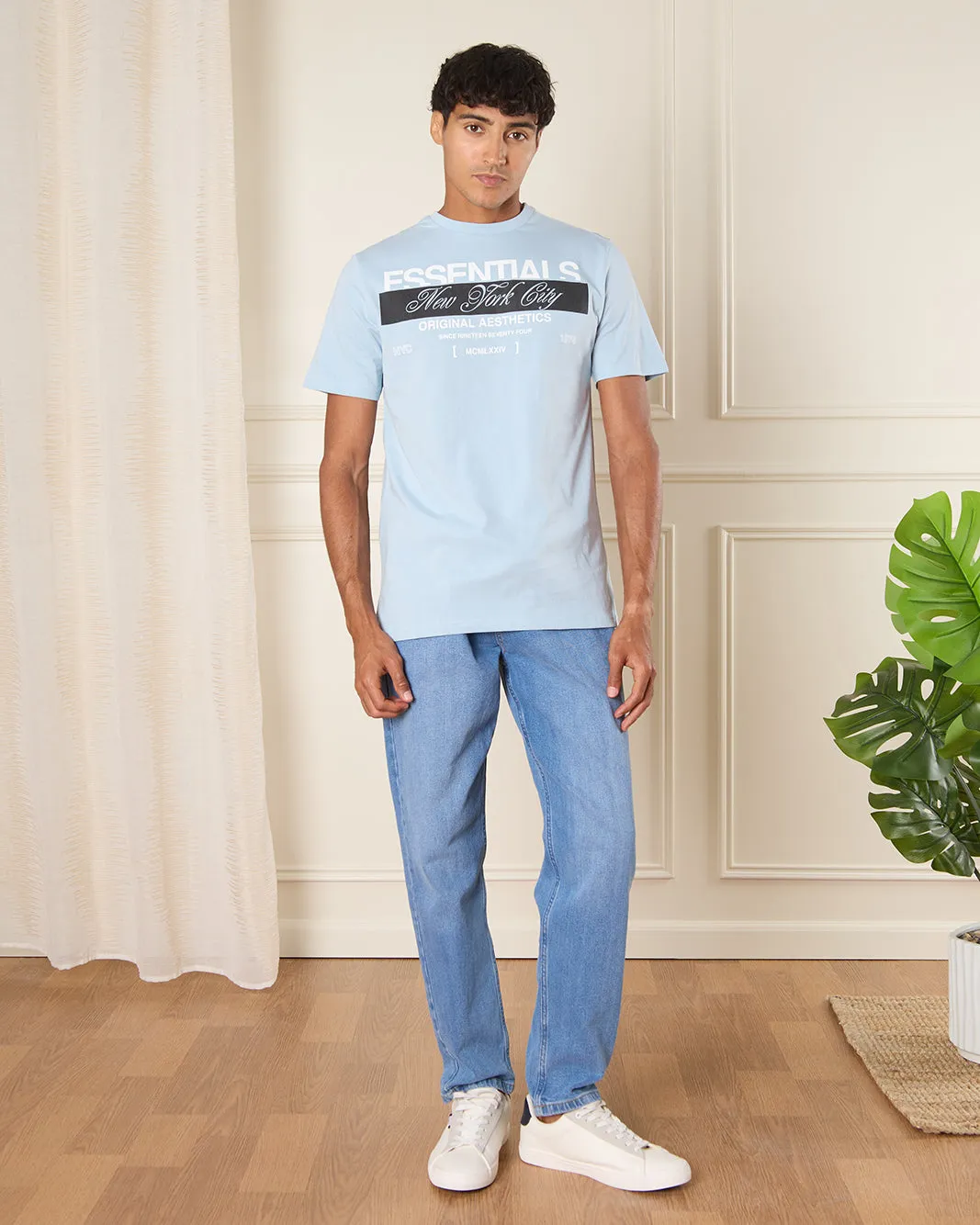 Men Blue Essentials Print T-Shirt sold by Redtag product image thumbnail 2