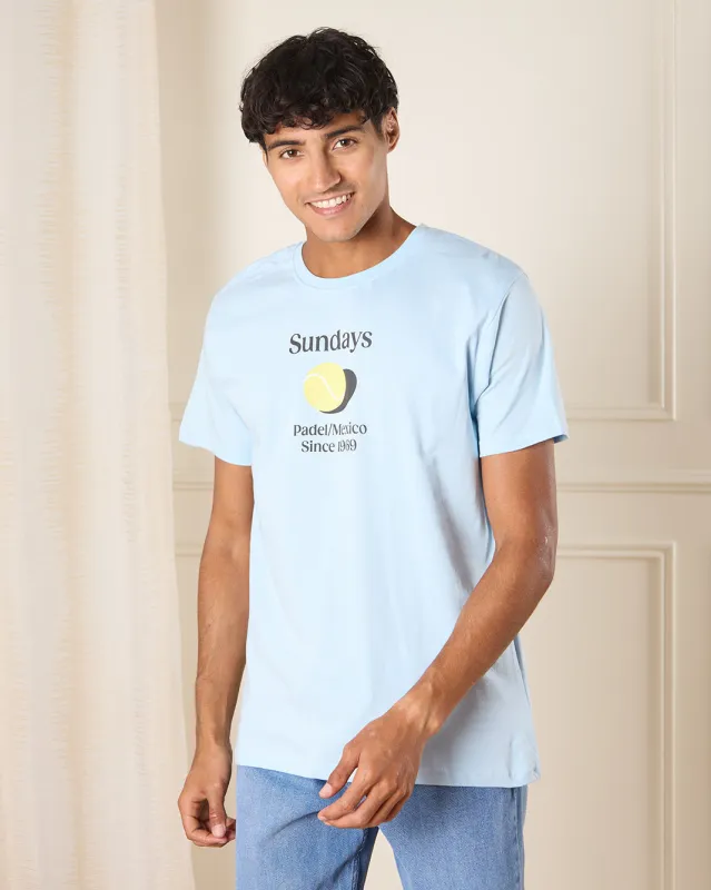 Men Blue Sunday Print T-Shirt sold by Redtag