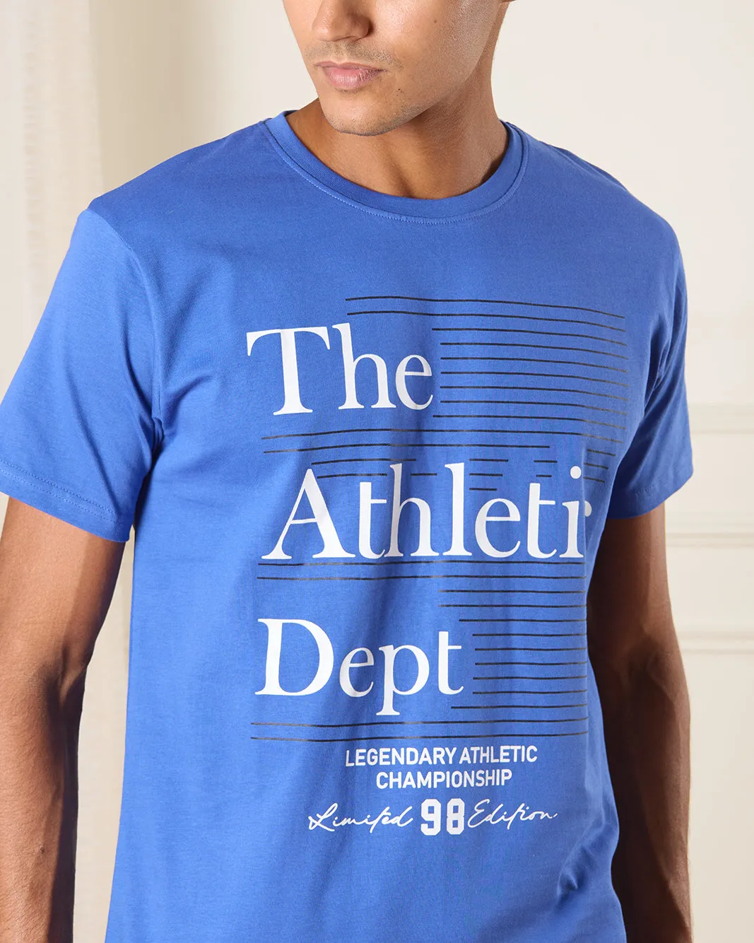 Men Blue Athletic Dept Print T-Shirt sold by Redtag product image thumbnail 4