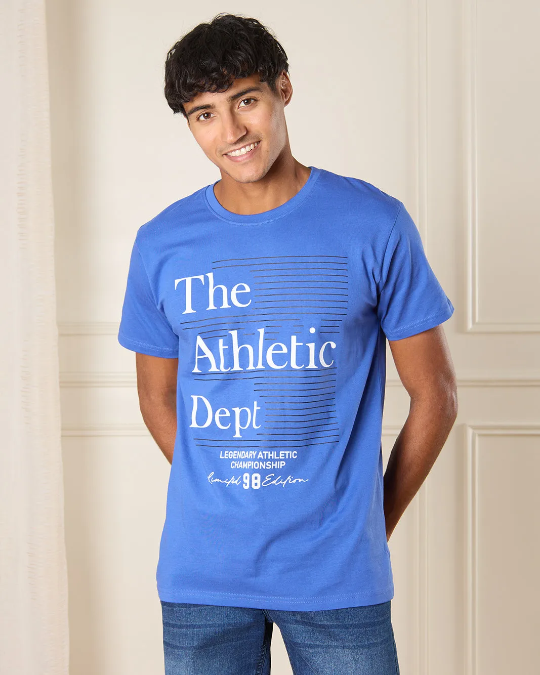 Men Blue Athletic Dept Print T-Shirt sold by Redtag