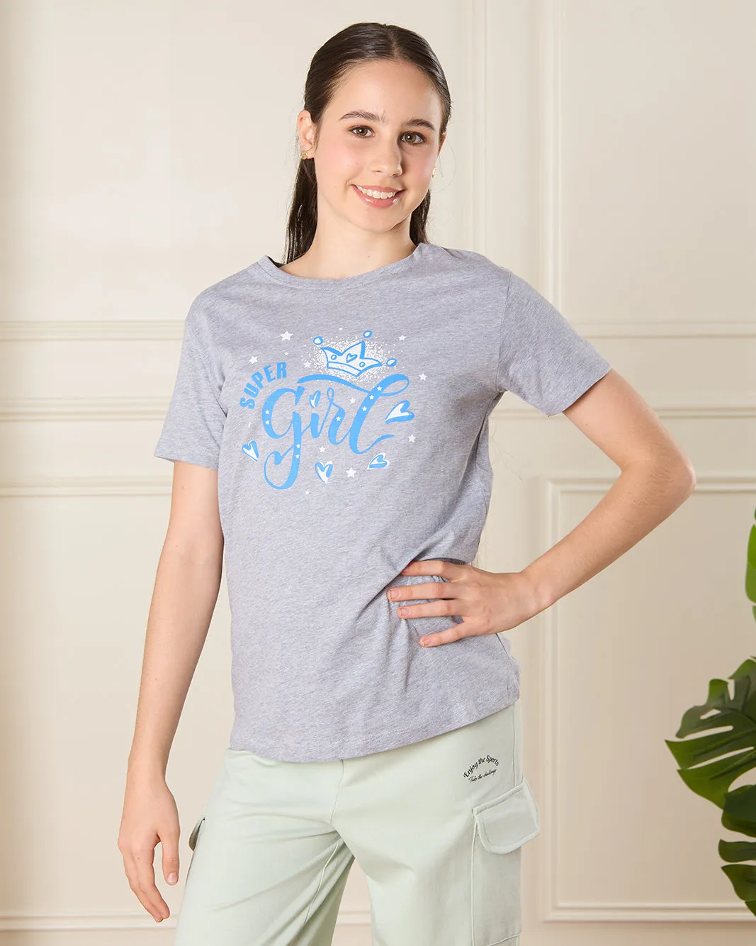 Senior Girls Grey Printed T-Shirt sold by Redtag
