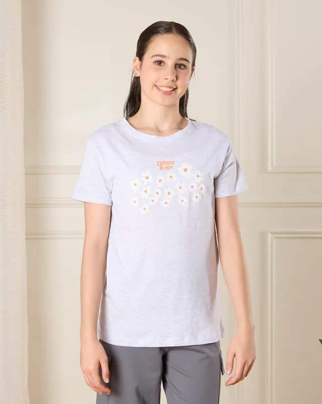 Senior Girls Grey Printed T-Shirt sold by Redtag