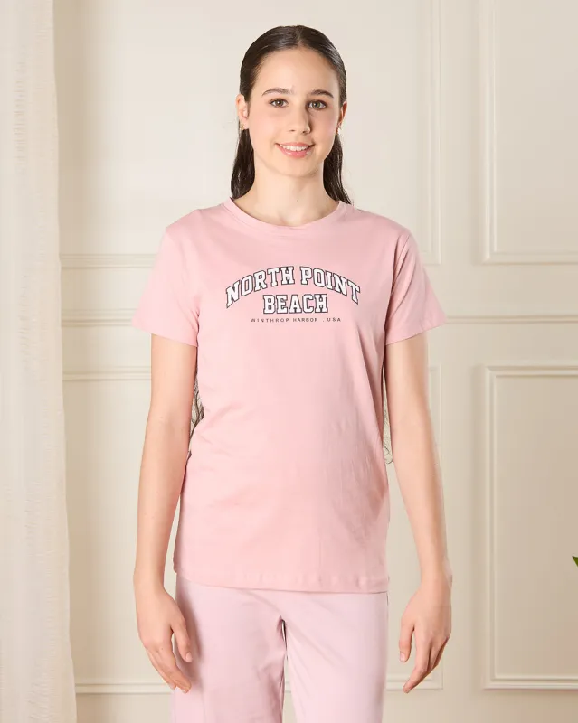 Senior Girls Pink Printed T-Shirt sold by Redtag