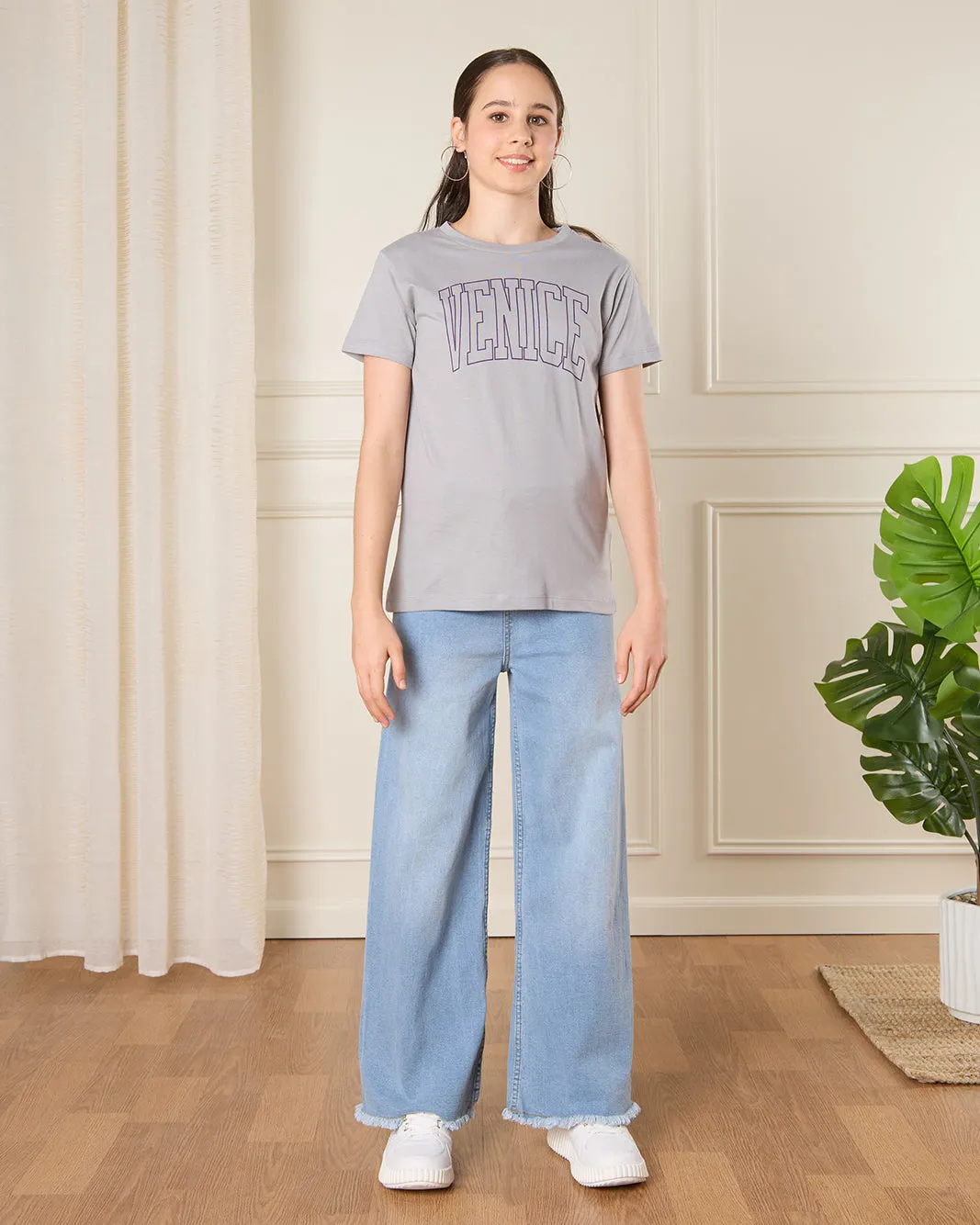 Senior Girls Grey Printed T-Shirt sold by Redtag product image thumbnail 2
