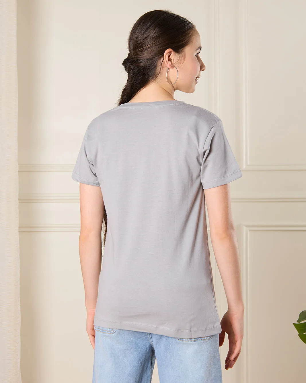 Senior Girls Grey Printed T-Shirt sold by Redtag product image thumbnail 3