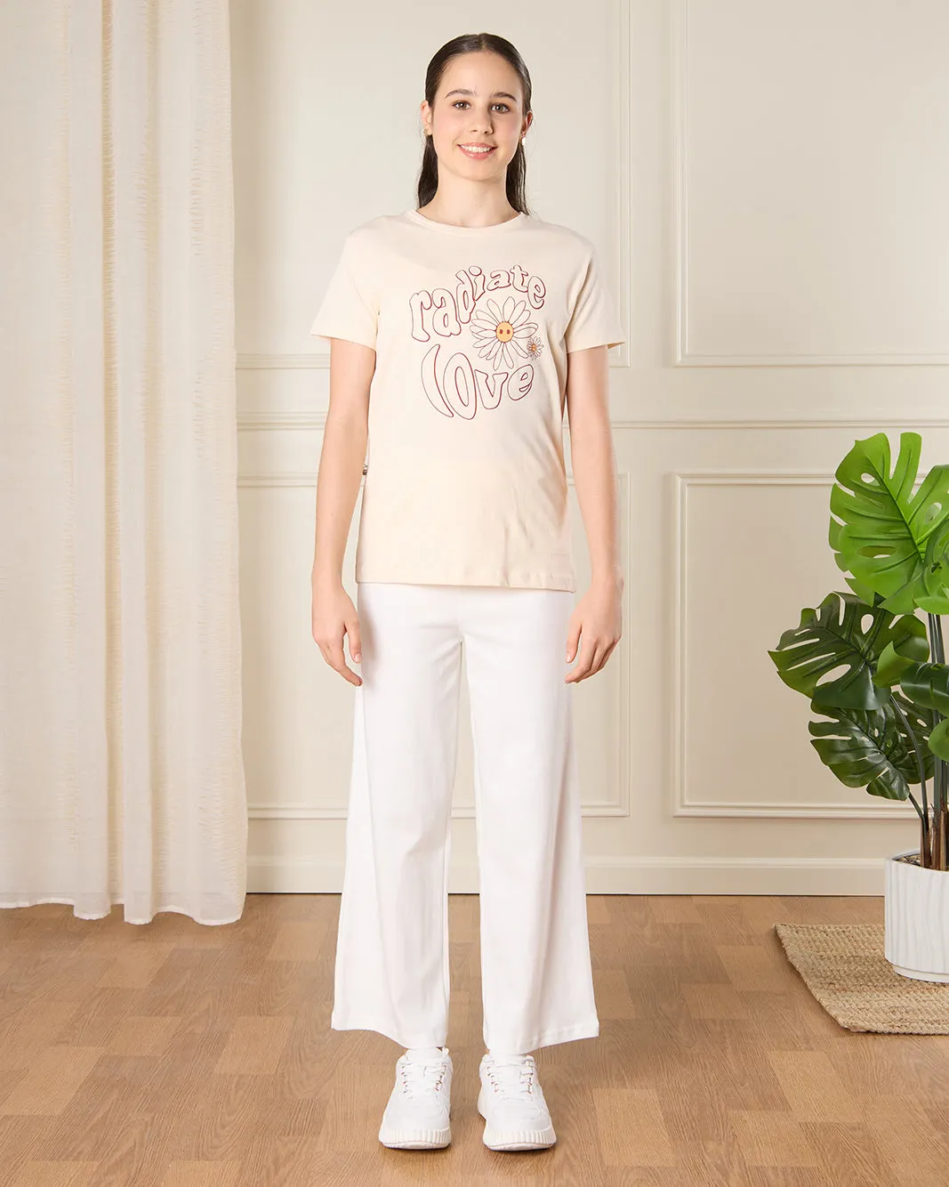 Senior Girls Beige Printed T-Shirt sold by Redtag product image thumbnail 2