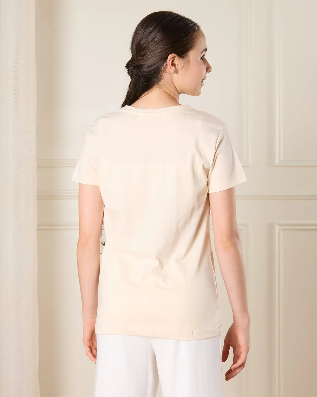 Senior Girls Beige Printed T-Shirt sold by Redtag product image thumbnail 3