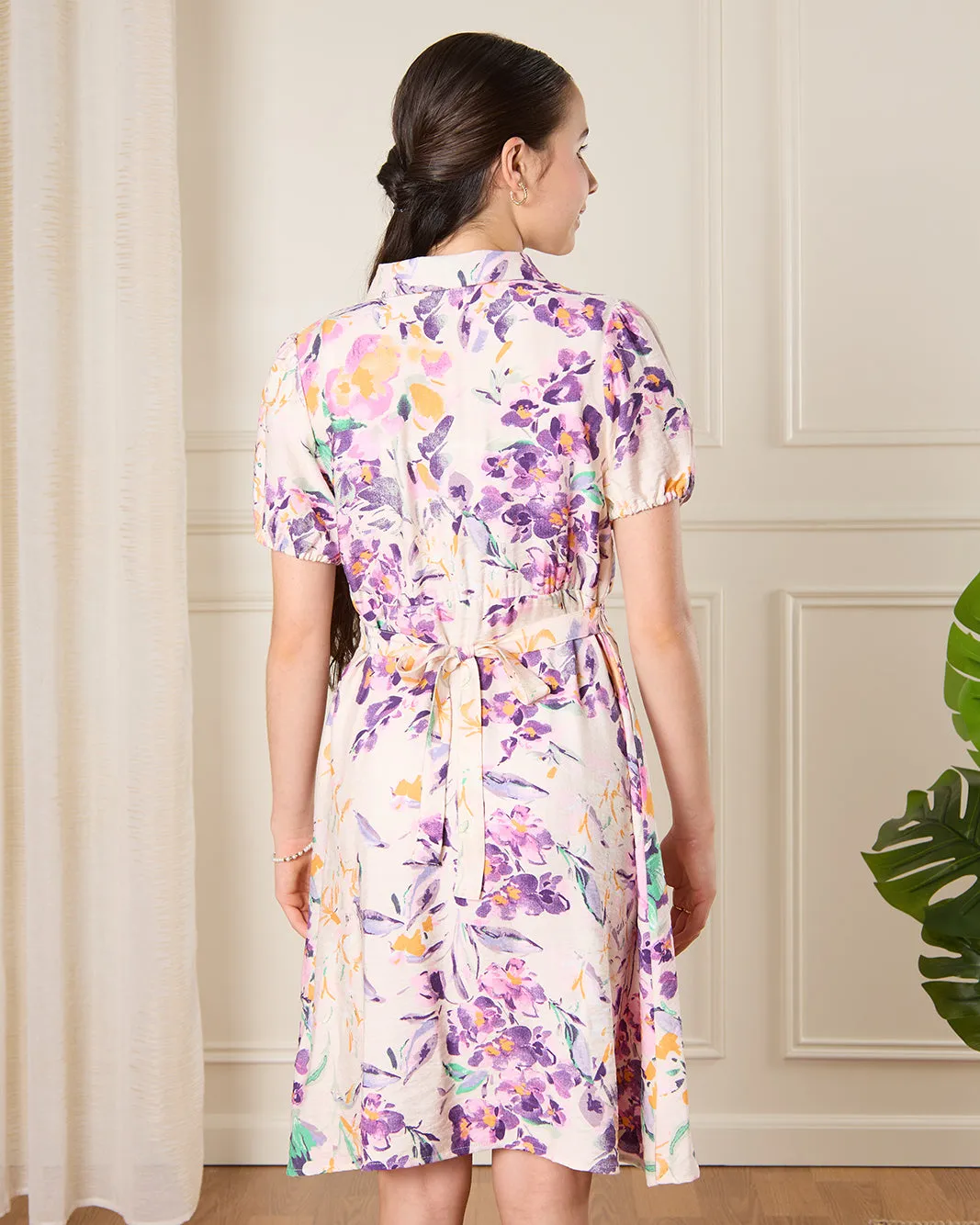 Senior Girls White Printed Casual Dress sold by Redtag product image thumbnail 3