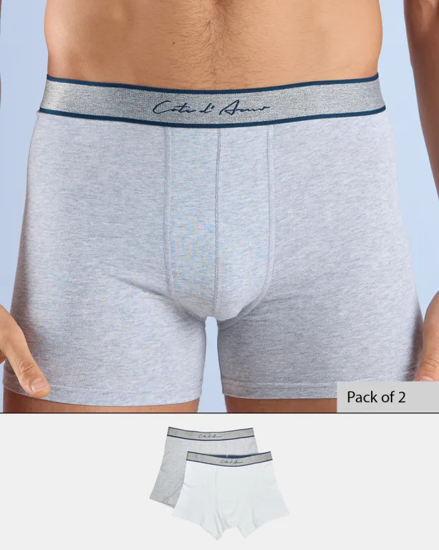 Men Grey And White Solid Brief Set (Pack of 2) sold by Redtag