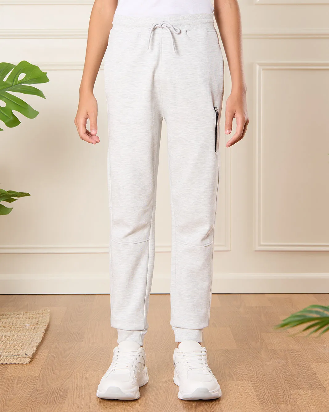 Senior Boys White Interlock Track Pants sold by Redtag
