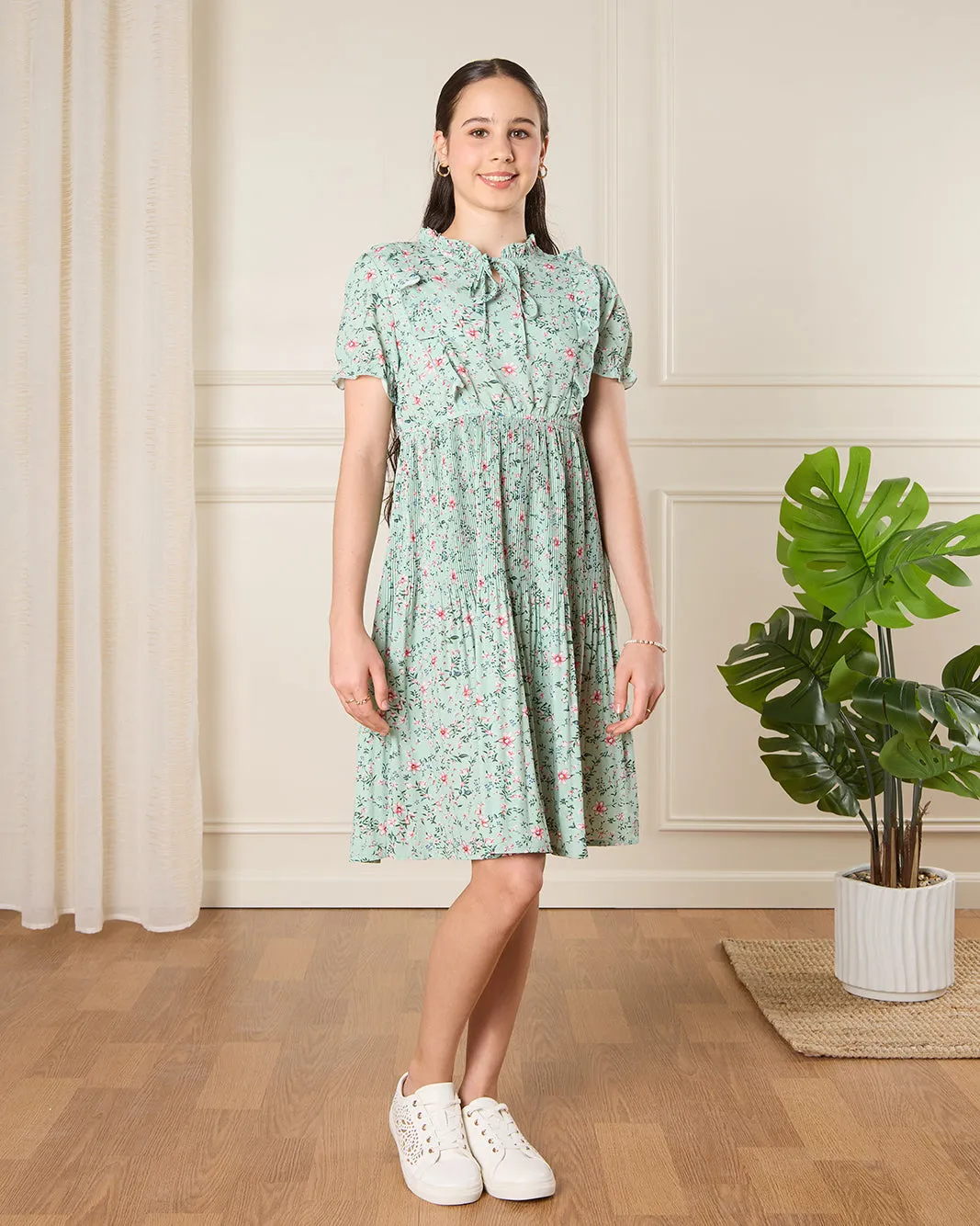 Senior Girls Green Floral Dress sold by Redtag product image thumbnail 2