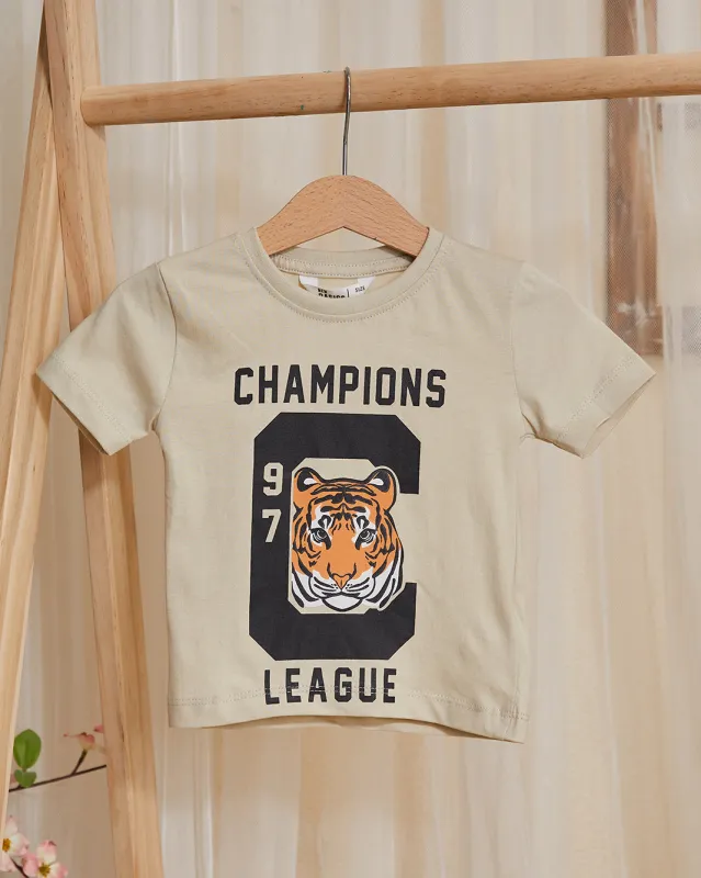 Infant Boys Beige Printed T-Shirt sold by Redtag