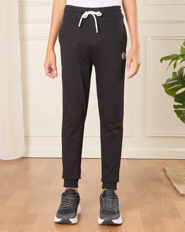 Senior Boys Basic Black Track Pants sold by Redtag