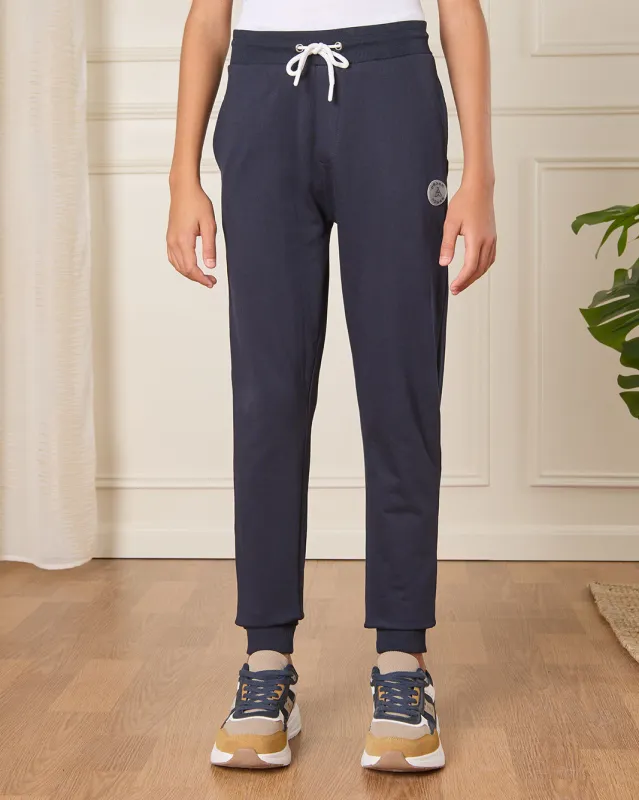 Senior Boys Basic Navy Track Pants sold by Redtag