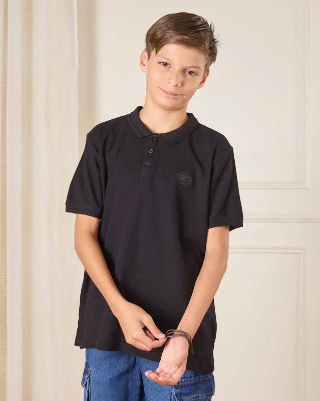 Senior Boys Black Polo T-Shirt sold by Redtag