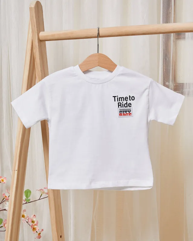Infant Boys White Printed T-Shirt sold by Redtag