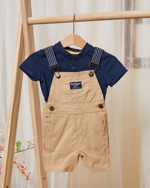 Infant Boys Navy And Beige Dungaree And T-Shirt Set (2 Piece) sold by Redtag