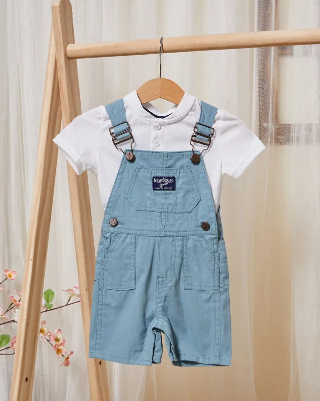 Infant Boys Blue And White Dungaree And T-Shirt Set (2 Piece) sold by Redtag