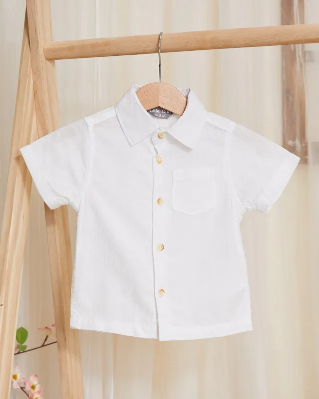 Infant Boys White Collared Shirt sold by Redtag