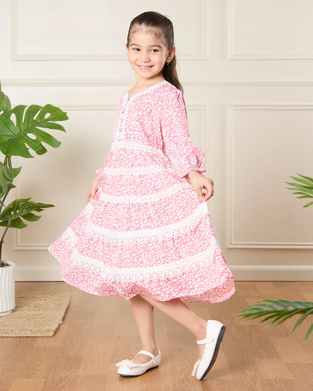 Girls Pink Printed Dress sold by Redtag product image thumbnail 4