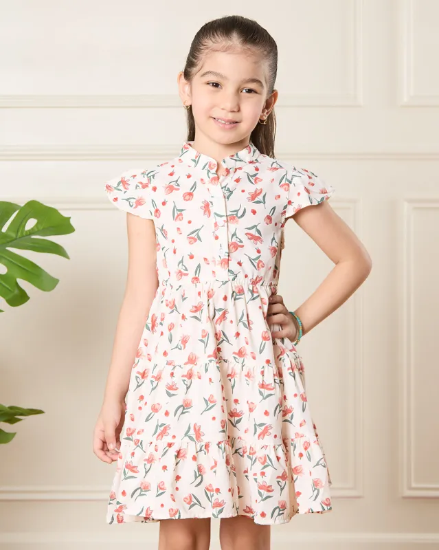 Girl Ivory Printed Dress sold by Redtag