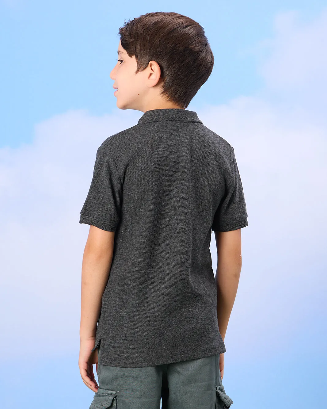 Boys Charcoal Collared Polo t-Shirt sold by Redtag product image thumbnail 3