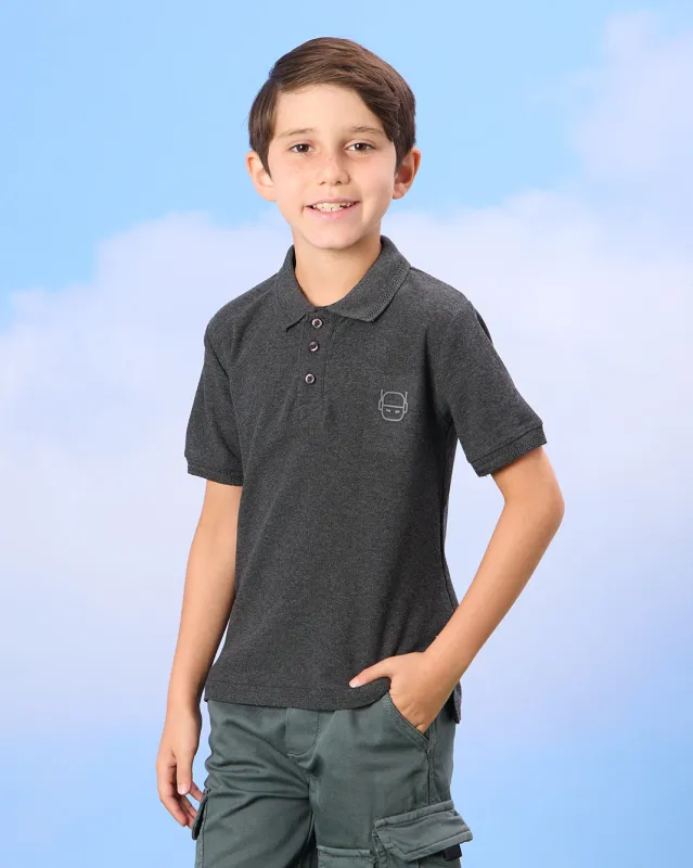 Boys Charcoal Collared Polo t-Shirt sold by Redtag