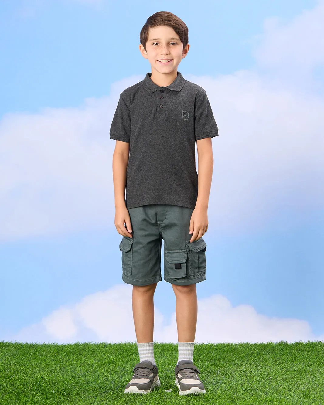 Boys Charcoal Collared Polo t-Shirt sold by Redtag product image thumbnail 2