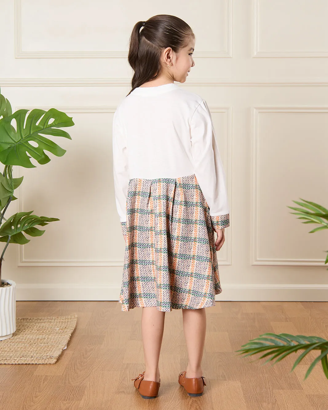 Girls White Printed Dress sold by Redtag product image thumbnail 3