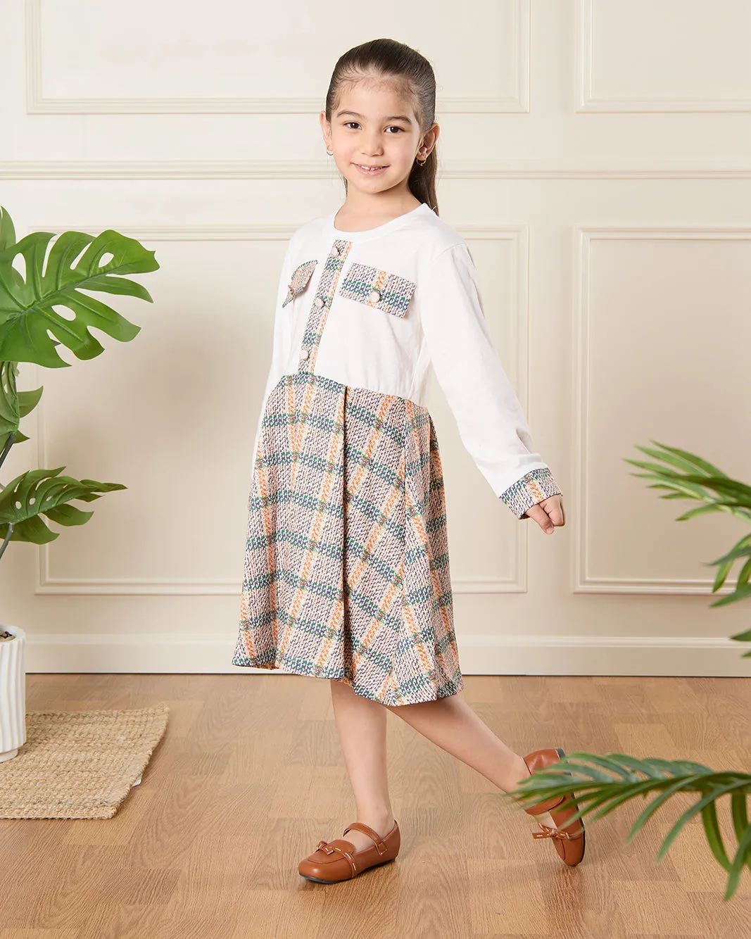 Girls White Printed Dress sold by Redtag