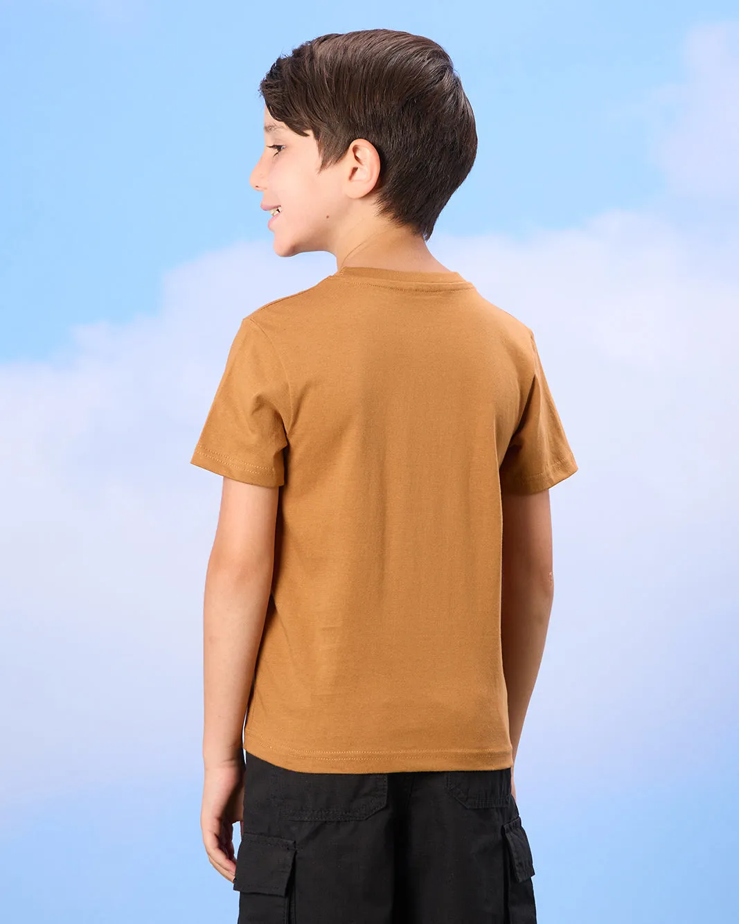 Boys Brown T-Rex Print T-Shirt sold by Redtag product image thumbnail 3