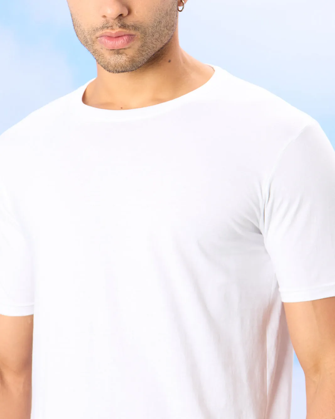 Men White Basic Solid T-Shirt sold by Redtag product image thumbnail 4