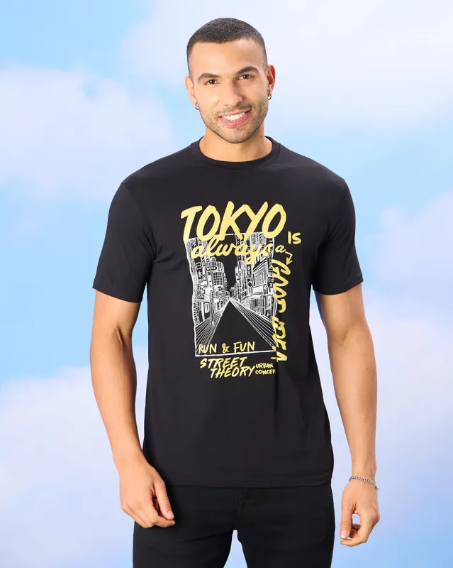 Men Black Graphic T-Shirt sold by Redtag