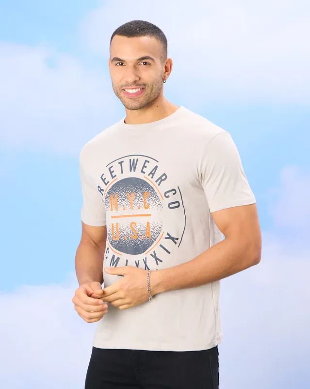 Men Grey Graphic T-Shirt sold by Redtag