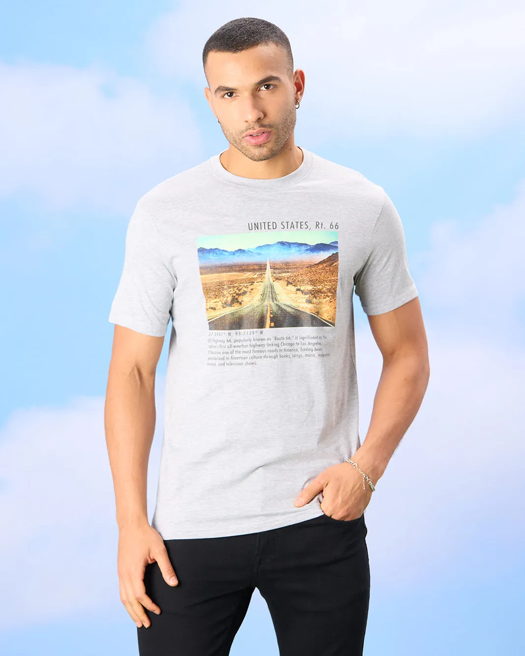 Men Grey Graphic T-Shirt sold by Redtag
