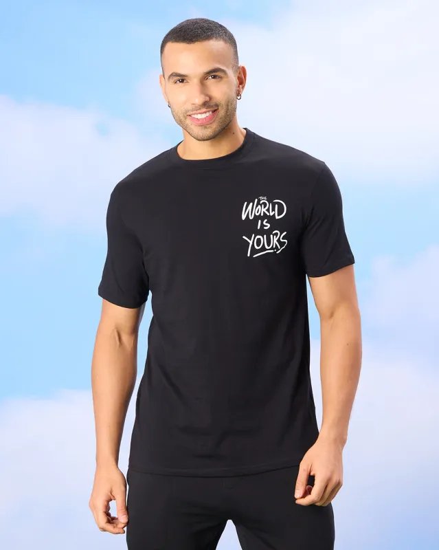 Men Black Graphic T-Shirt sold by Redtag