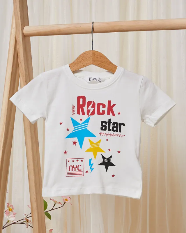 Infant Boys White Printed T-Shirt sold by Redtag