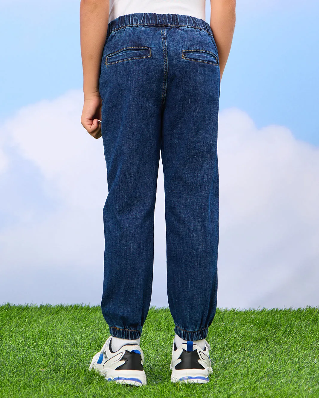 Boys Navy Stretch Denim Jogger Jeans sold by Redtag product image thumbnail 3