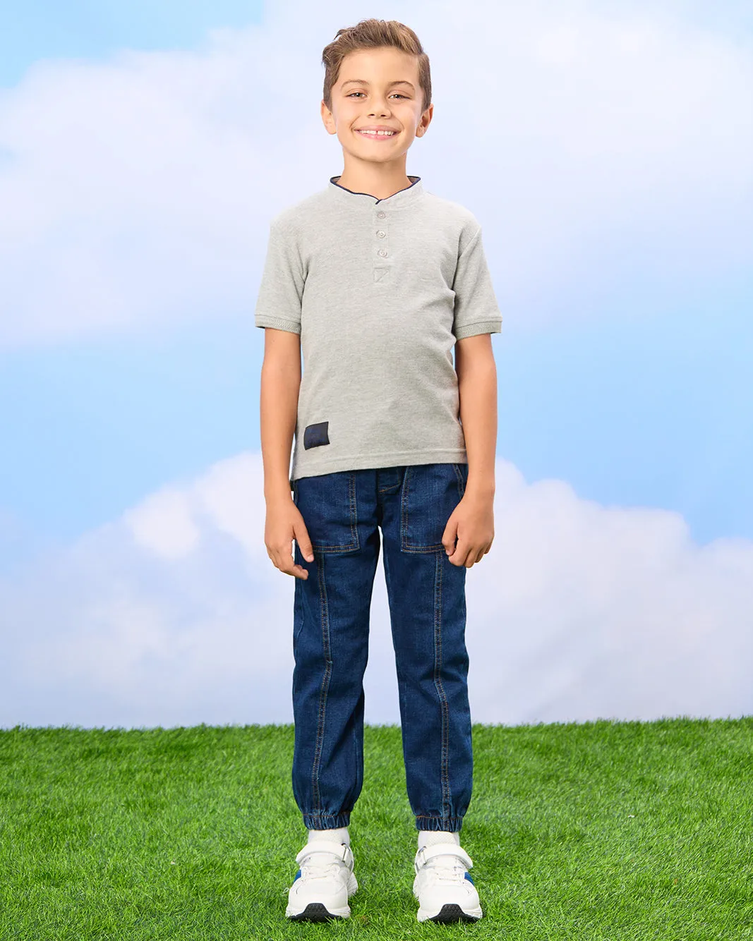 Boys Navy Stretch Denim Jogger Jeans sold by Redtag product image thumbnail 2