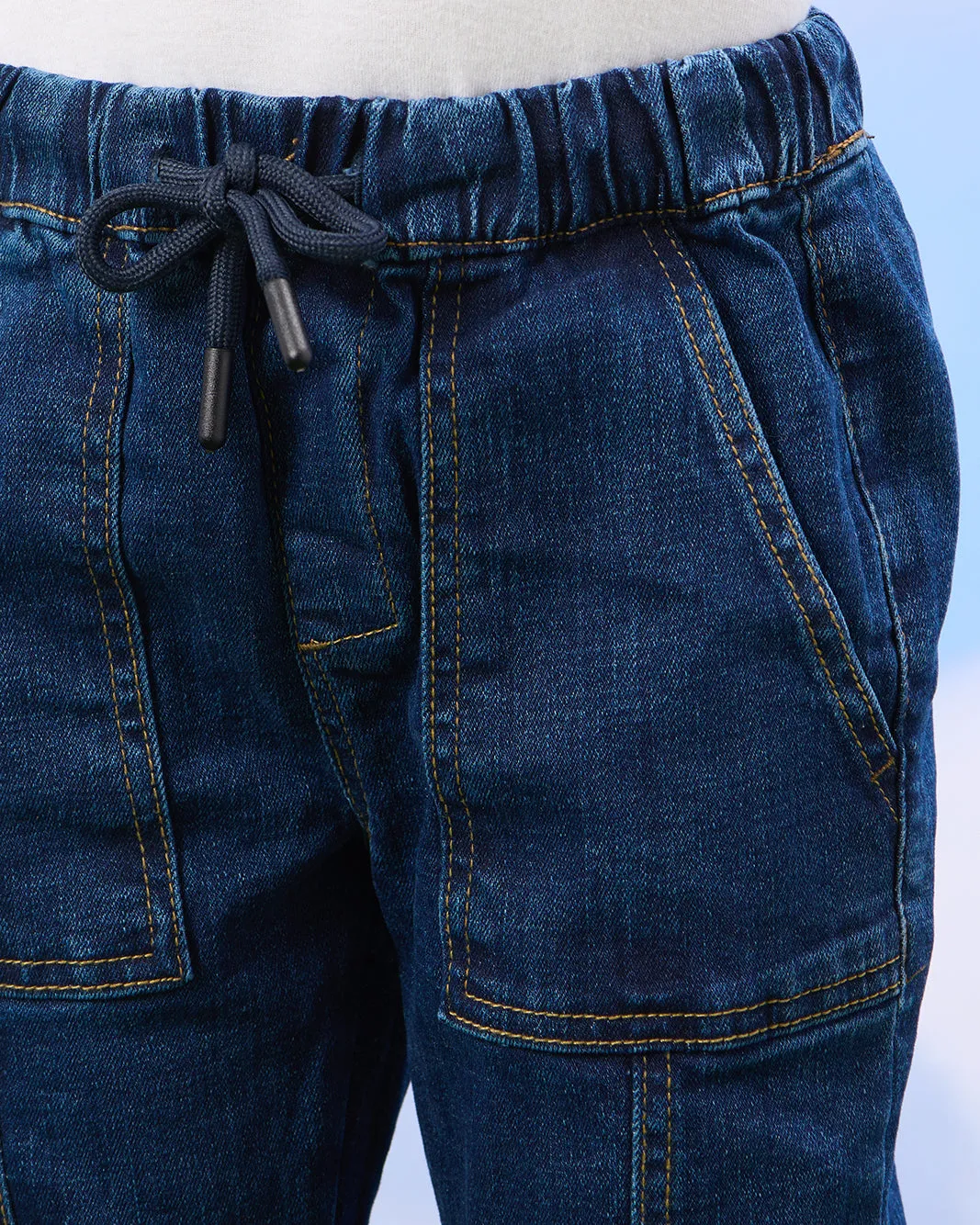 Boys Navy Stretch Denim Jogger Jeans sold by Redtag product image thumbnail 4