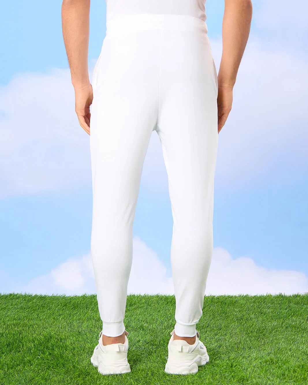 Men White Solid Active Pants sold by Redtag product image thumbnail 3