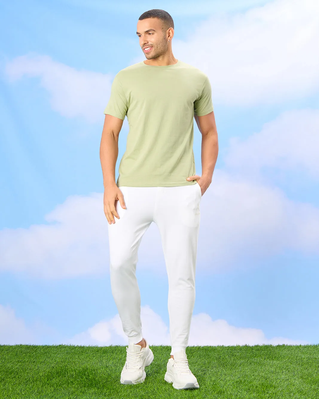 Men White Solid Active Pants sold by Redtag product image thumbnail 2