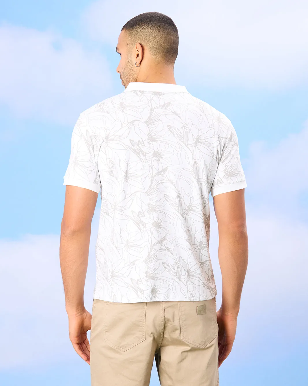 Men White Printed Polo Shirt sold by Redtag product image thumbnail 3
