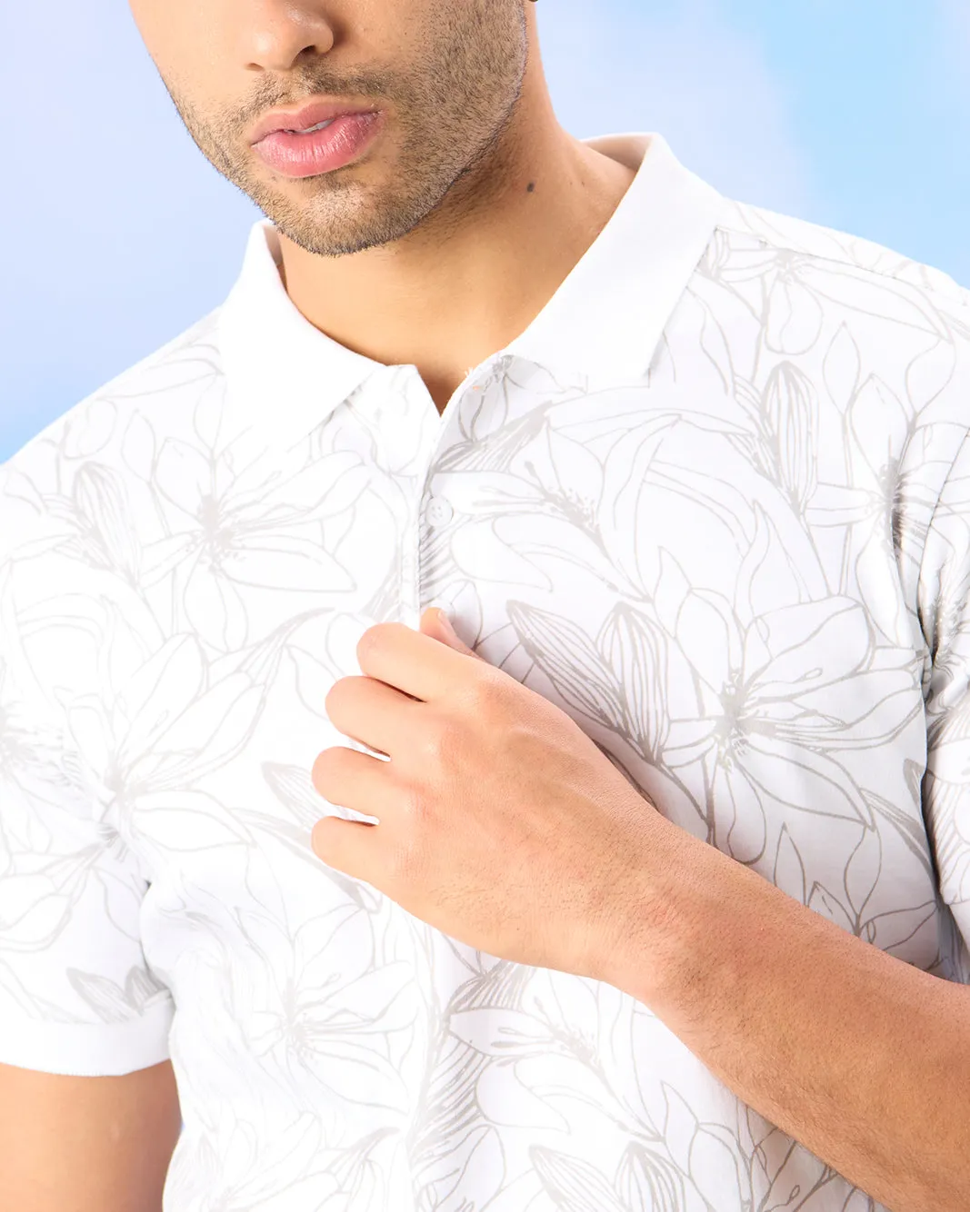 Men White Printed Polo Shirt sold by Redtag product image thumbnail 4