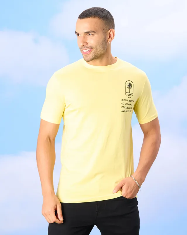 Men Yellow Back Print T-Shirt sold by Redtag