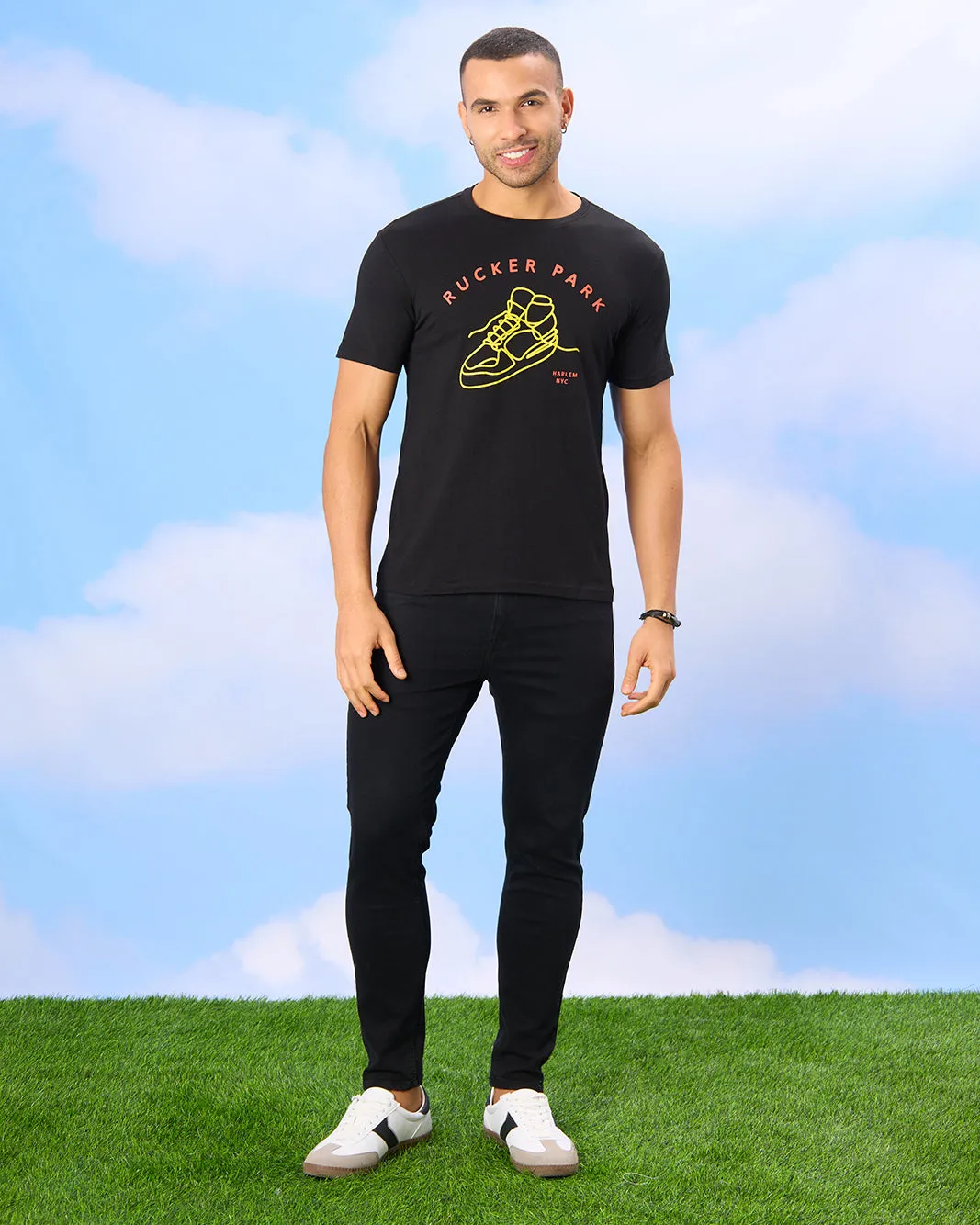 Men Black Rucker Park Print T-Shirt sold by Redtag product image thumbnail 2