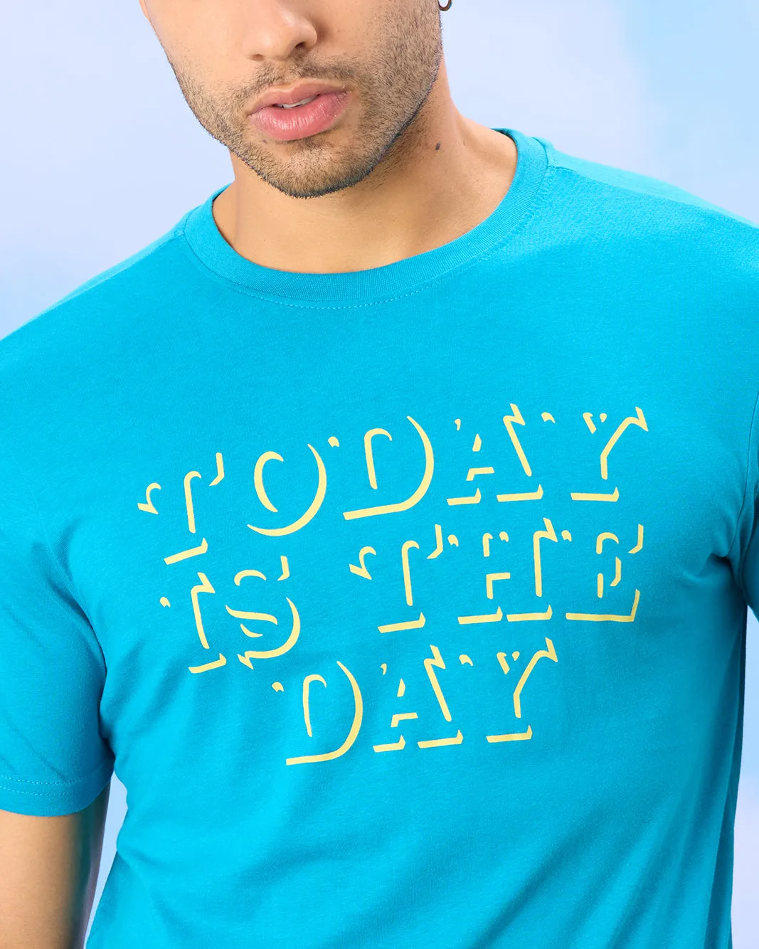 Men Blue Today Is The Day Print T-Shirt sold by Redtag product image thumbnail 4